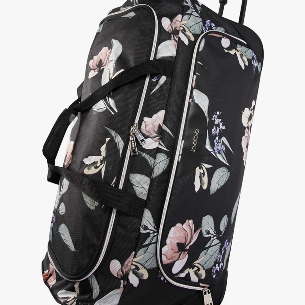BEBE 30” Rolling Duffel Black Floral Travel Bag